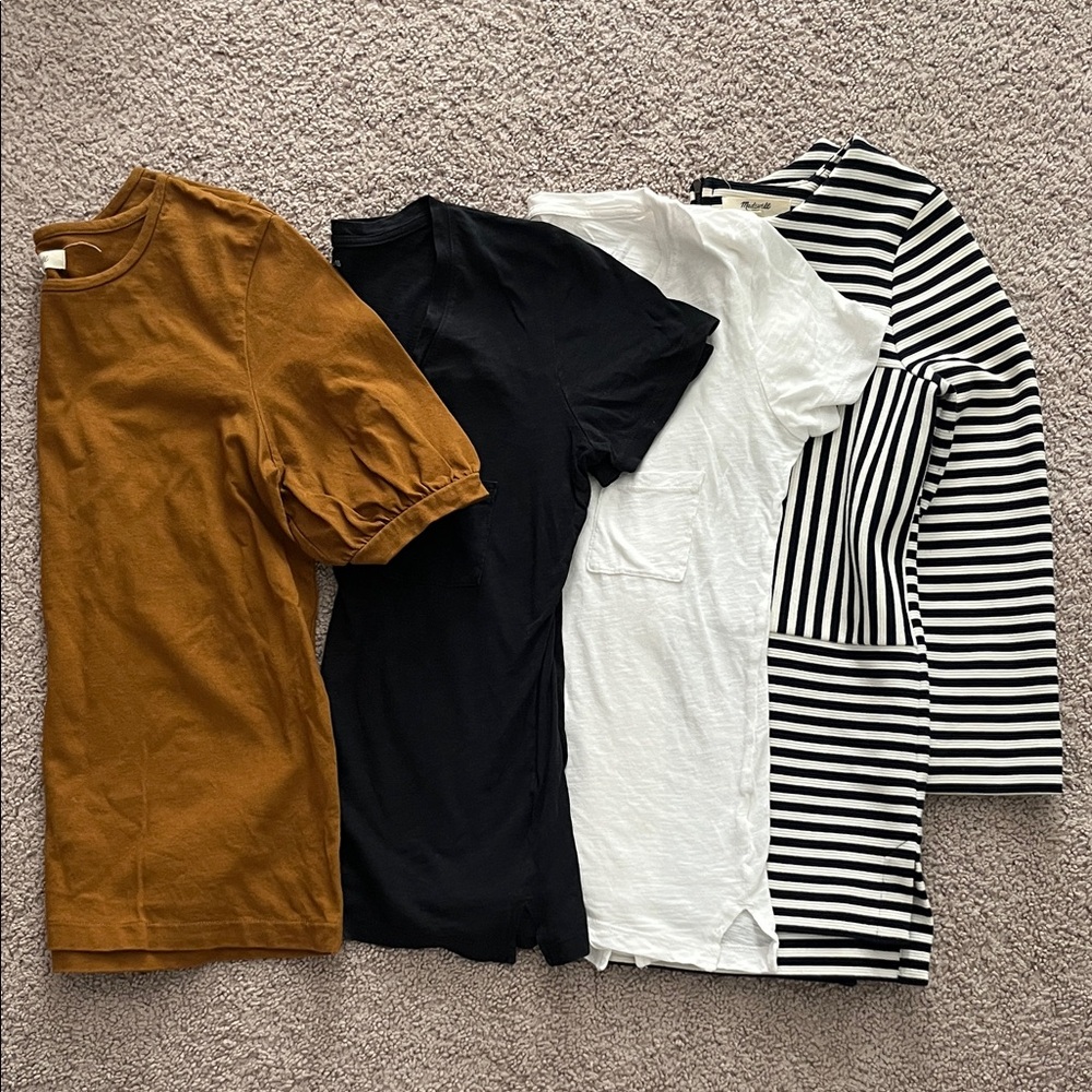Madewell Women's Shirt Set - Brown, Black, White, Striped